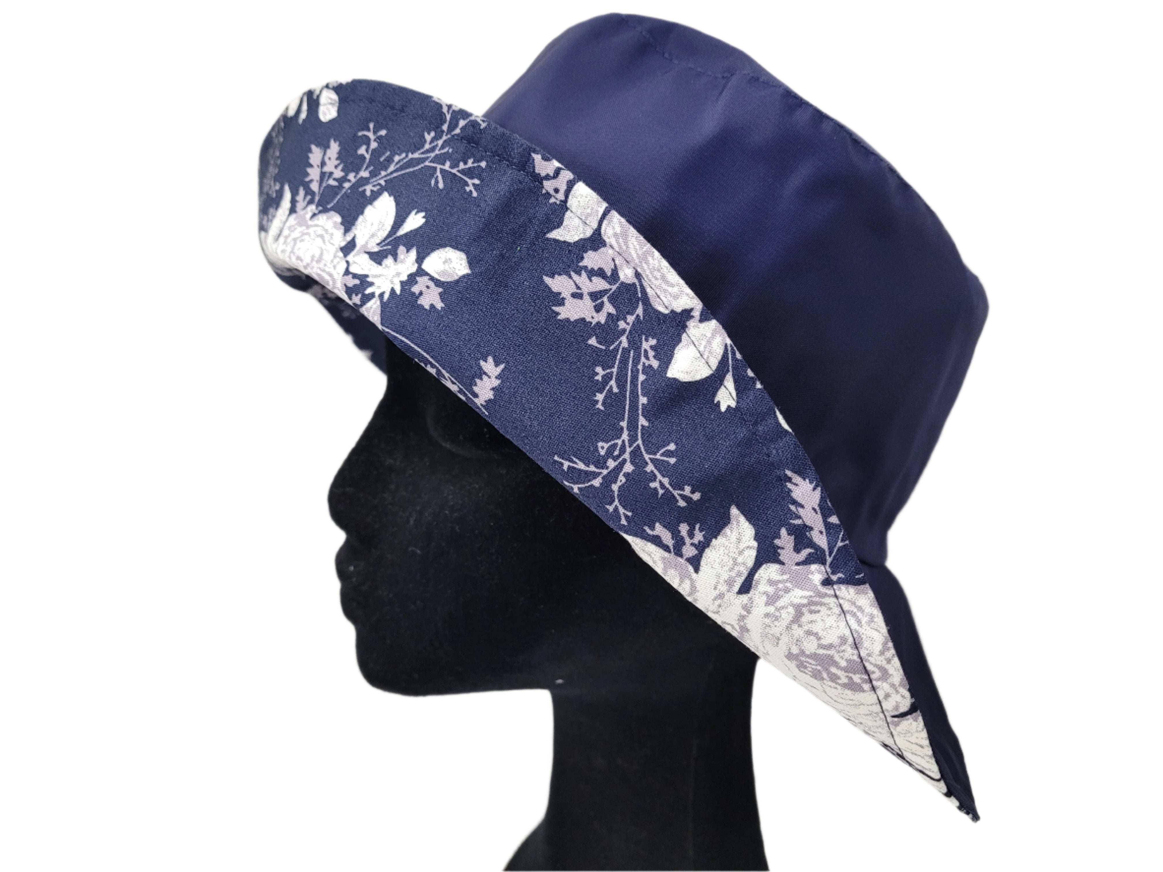 Wet Weather Bucket Hat  ||  Navy - White Rose