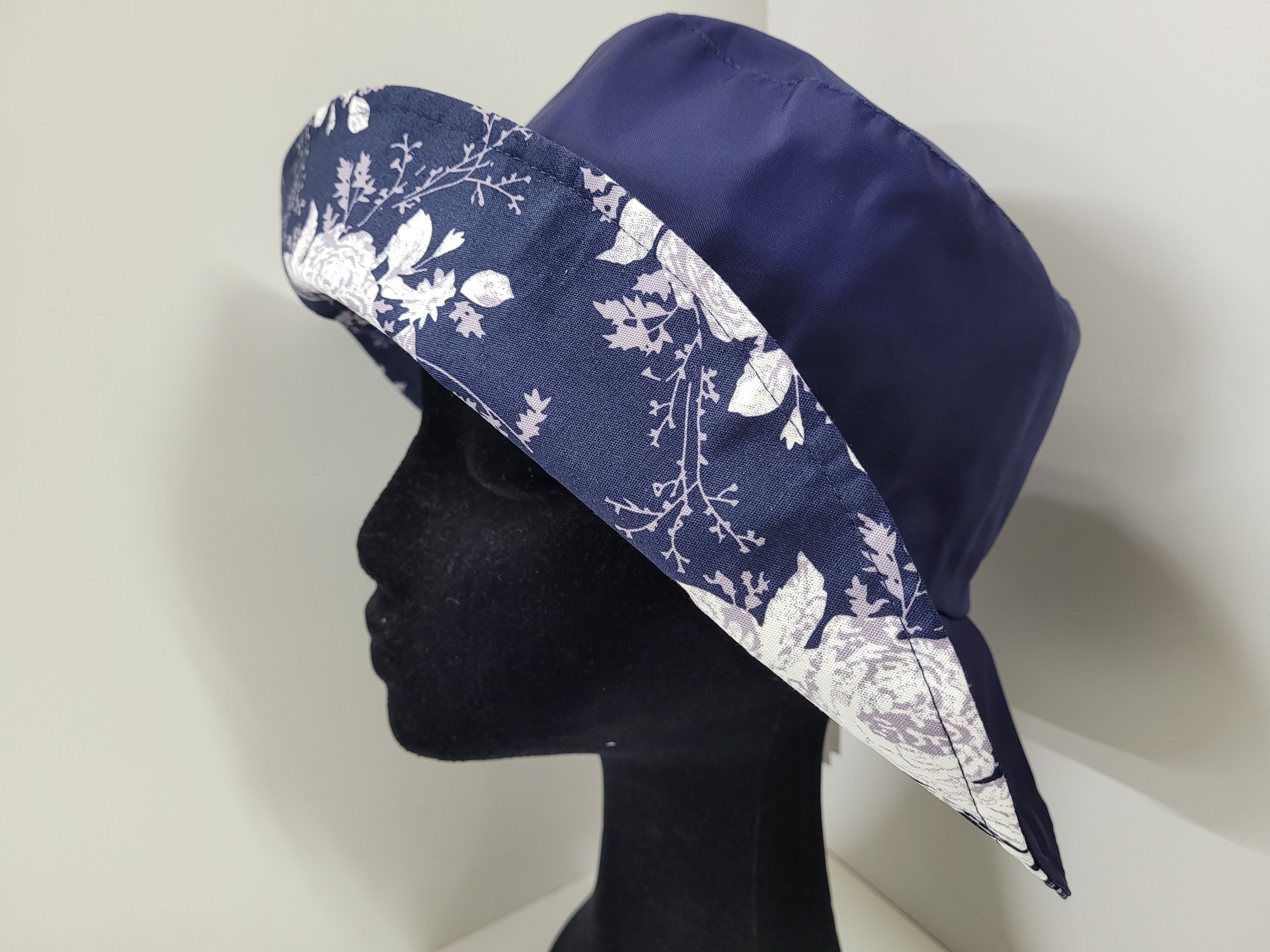 Wet Weather Bucket Hat  ||  Navy - White Rose