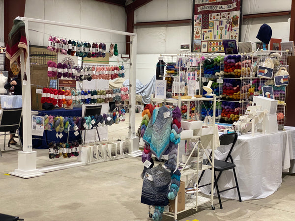 View of the Pretty Little Yarns Booth from Muskoka Fibre Fest