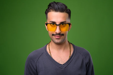 young handsome man with mustache