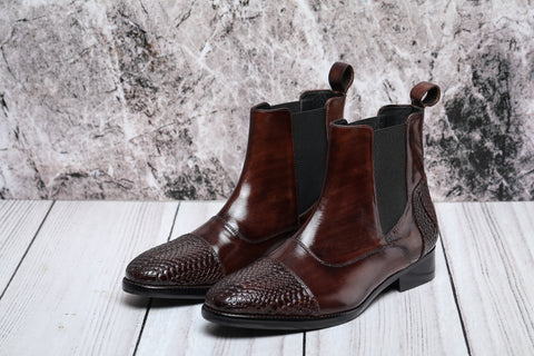 Captoe Chelsea Boots - Python Brown