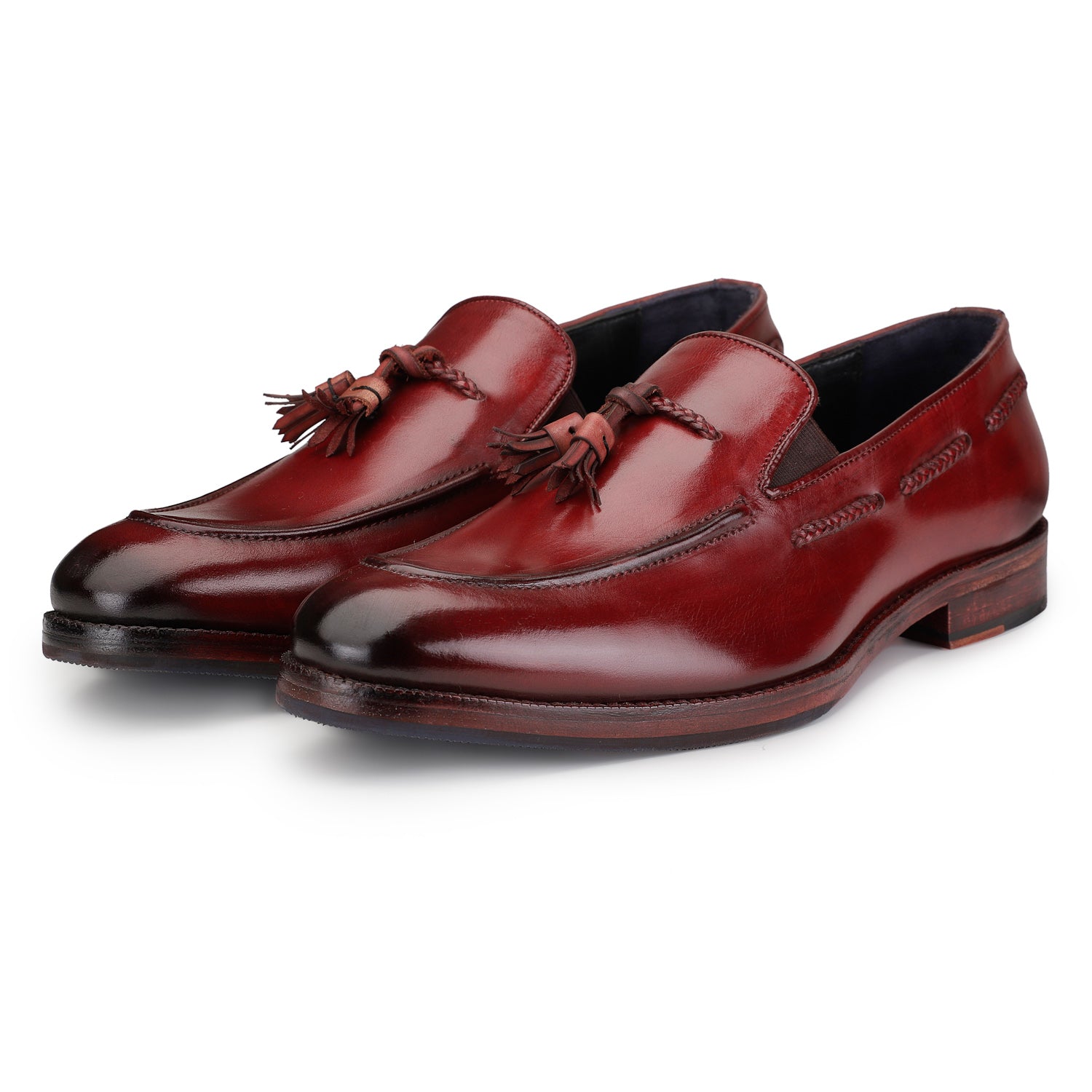 Men's Dress Tassel Loafers - Wine Red | Lethato