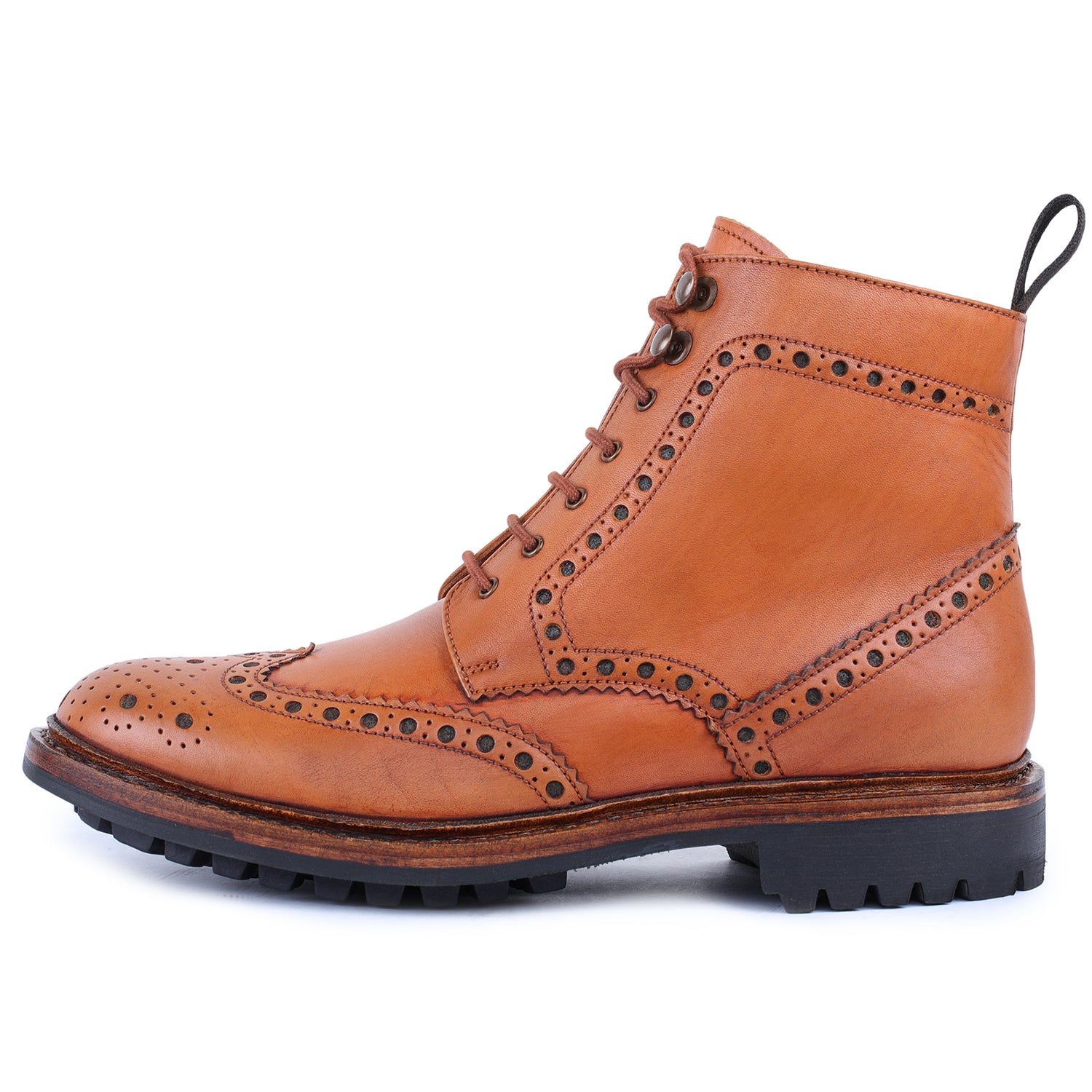 Goodyear Welted Wingtip Brogue lace Up Boots- Tan by Lethato