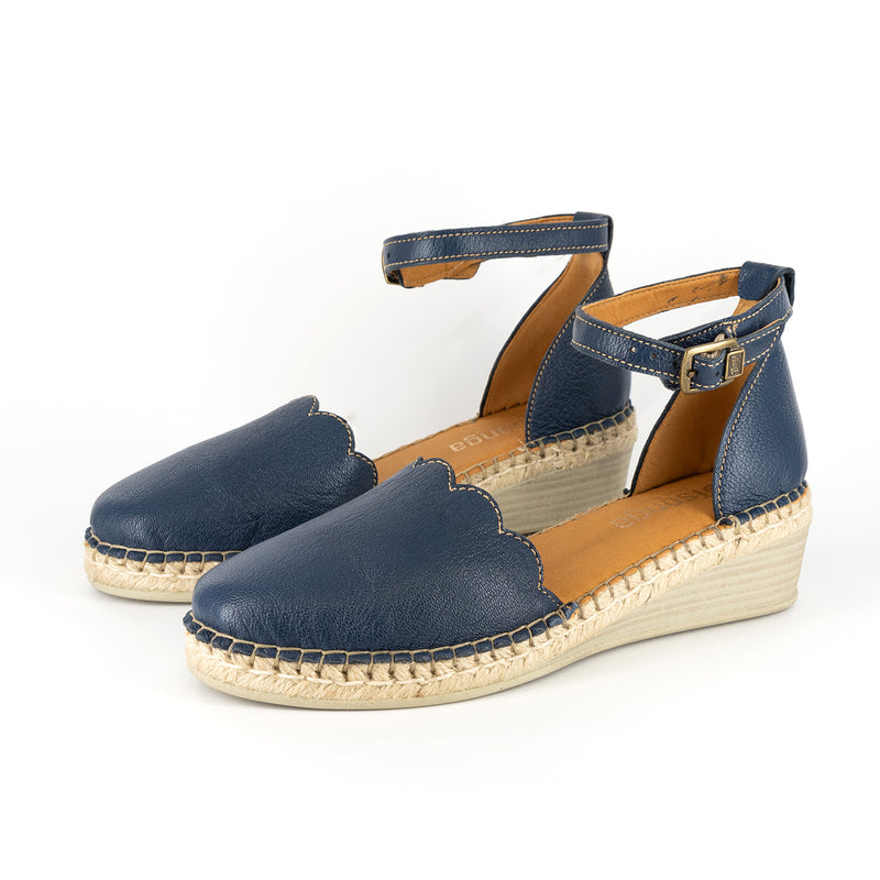 Inkantolo : Ladies Leather Wedge Espadrille in Denim Cayak – Tsonga