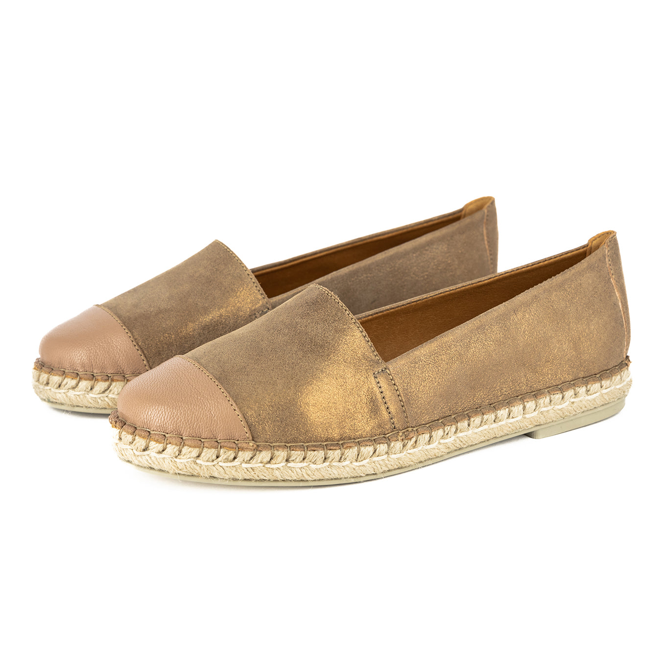 Consisela : Ladies Leather Espadrille Shoe in Beige Spirit & Timber Ca ...