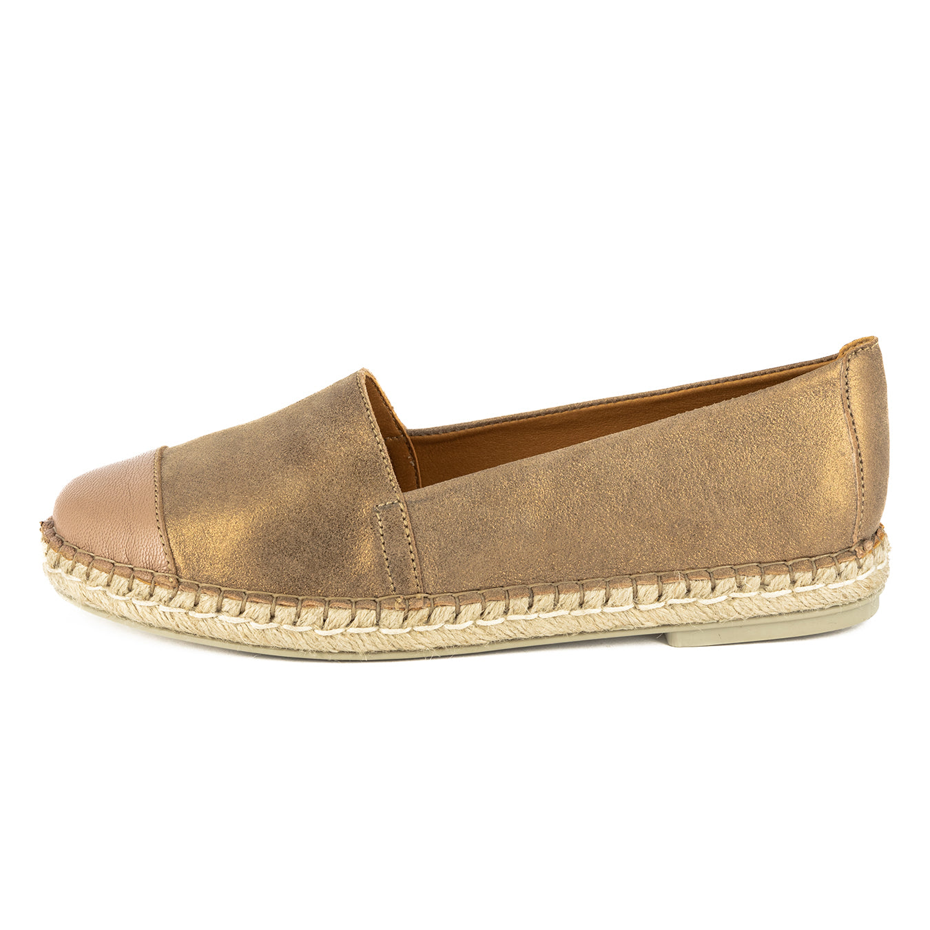 Consisela : Ladies Leather Espadrille Shoe in Beige Spirit & Timber Ca ...