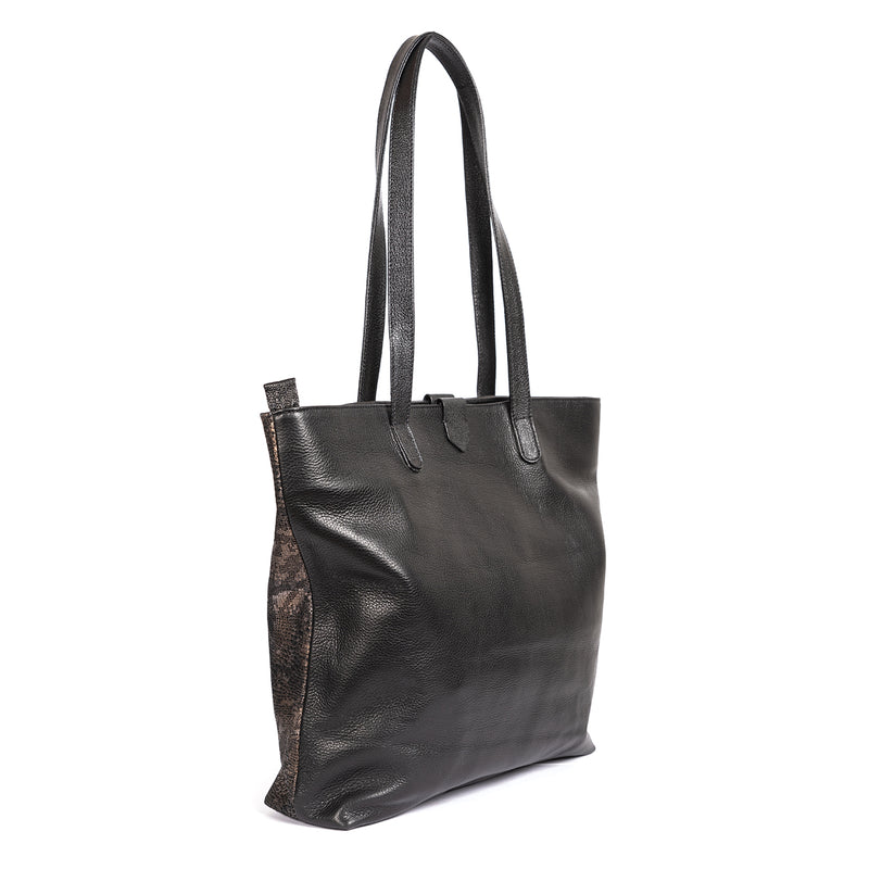 Awonke : Ladies Leather Shopper Handbag in Black Delta & Nero Rockafel ...