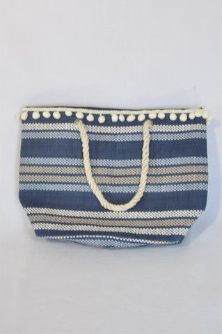 Woolworths Blue And Cream Stripe Bauble Trim 47x36 cm Beach Bag Women