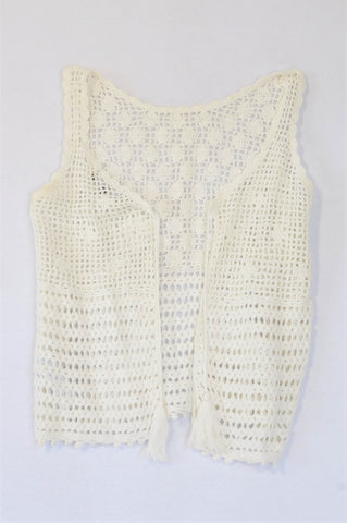 New Look White Crochet Waistcoat Women Size XS