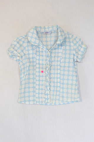 Mayoral Light Blue & White Polka Dot Frill Shirt Girls 4-5 years