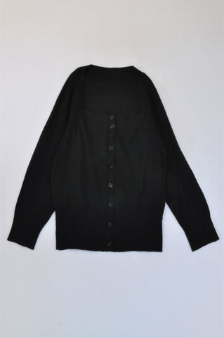 New G.Couture Black Button Up Square Neck Long Sleeve Cardigan Women Size XS