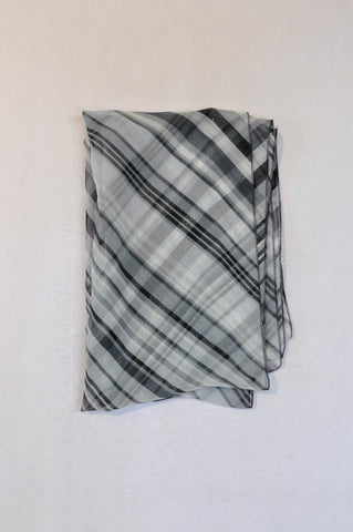 Unbranded Black & Grey Plaid Sheer Scarf Women