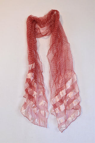 Unbranded Red & Silver Sheer Scarf Women