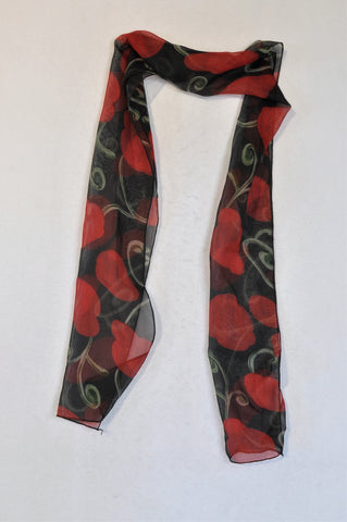 Unbranded Black & Red Sheer Scarf Women