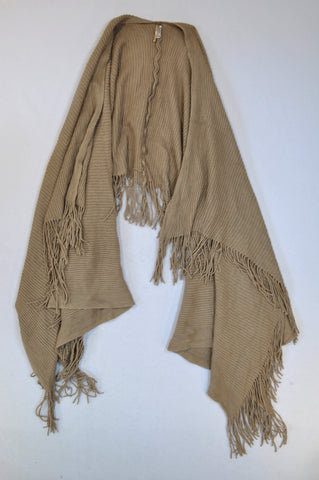 Woolworths Beige Ribbed Tassle Throw Over Jersey Women