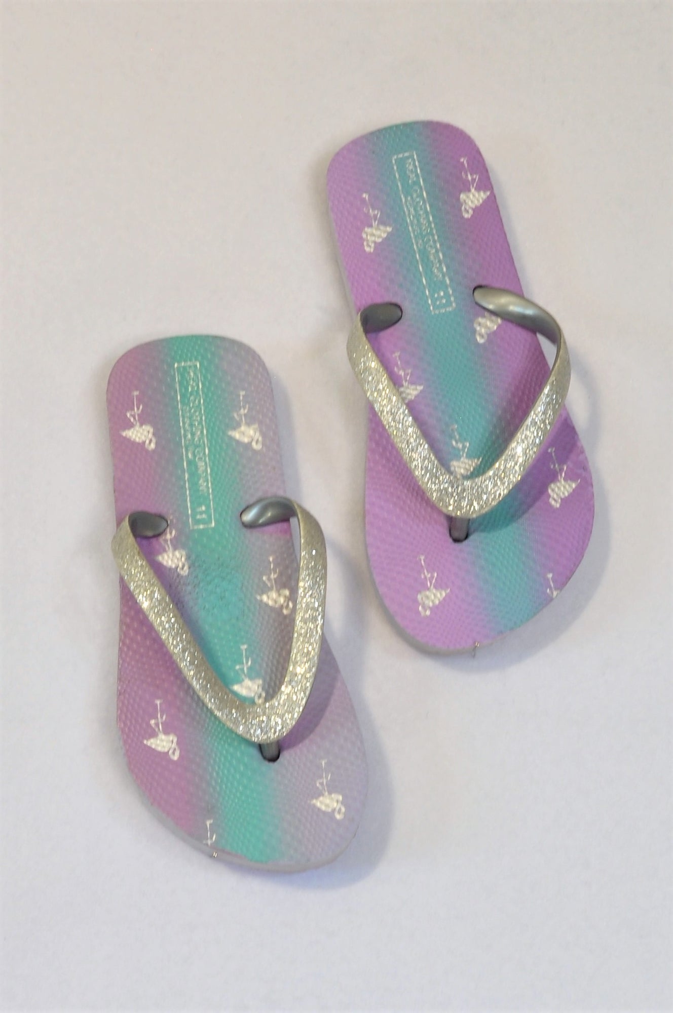 blue glitter flip flops