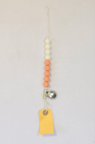 New Kinder Liefde Peach & White Silicone Beads Teether Dummy Clip Girls 6 months to 2 years