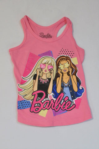 Barbie Pink Screenprint Tank Top Girls 4-5 years