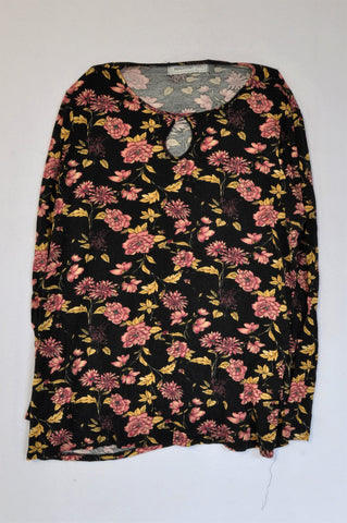 Pick 'n Pay Pink & Black Floral Long Sleeve T-shirt Women Size XXL