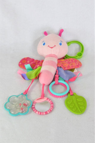 Bright Starts Pink Butterfly Sensory & Teething Hanging Stroller Toy Girls 1-3 years
