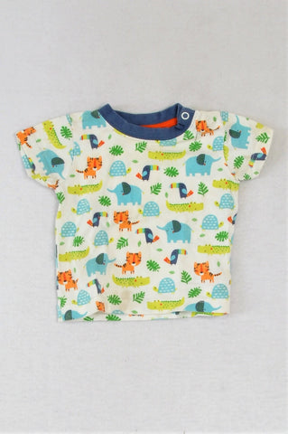 Mothercare White Baby Animals T-shirt Boys 3-6 months