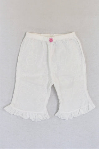 Naartjie White Lightweight Three Quarter Pants Girls 1-2 years