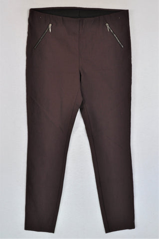 Edition Maroon Zip Detail Chinos Women Size 16