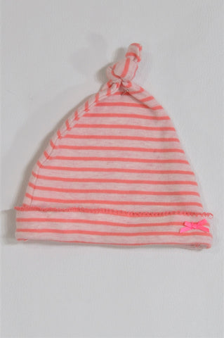 Next Pink Striped Knot Detail Beanie Girls 3-6 months