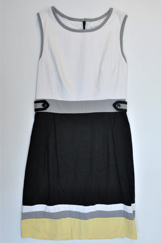 Unbranded White Black & Yellow Striped Sleeveless Dress Women Size 10