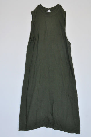 Woolworths Army Green High Neck Sleeveless Shift Dress Women Size 4
