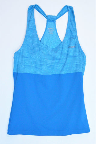 Reebok PlayDry Light & Bright Blue Line Detail Racerback Sports Top Women Size S