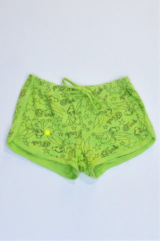 Disney Green Drawstring Tinkerbell Shorts Girls 3-4 years