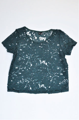 Mr. Price Emerald Floral Lace Top Women Size M