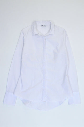 Oakridge White Long Sleeve Hidden Button Collared Shirt Women Size 8