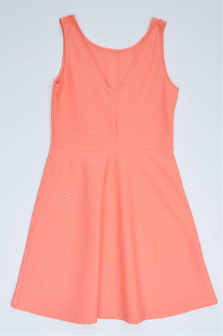 Unbranded Peach Textured V Neck Dress Women Size 8