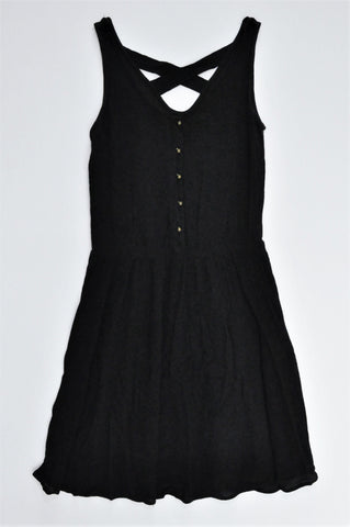 Unbranded Black Faux Button Lightweight Dress Women Size 8