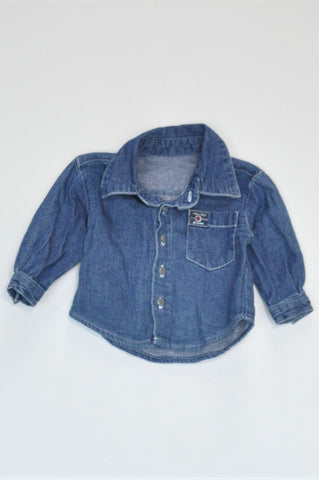 Mothercare Navy Denim Long Sleeve Shirt Boys 0-3 months