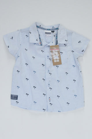 New Earthchild Light Blue Palm Tree Shirt Boys 18-24 months