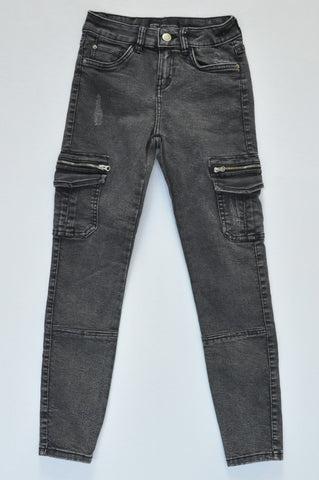 Bershka Black Cargo Style Denim Skinny Jeans Women Size 4