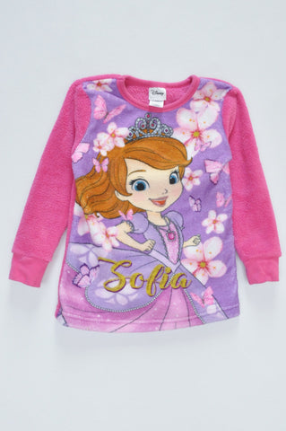 Disney Pink Fleece Princess Sofia Long Sleeve Pyjama Top Girls 4-5 years