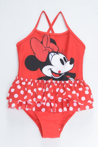 Disney Red White & Black Polka Dot Minnie Mouse Swimming Costume Girls 3-4 years