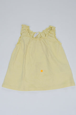 H&M Yellow Sleeveless Ruffled Neckline Top Girls 4-6 months