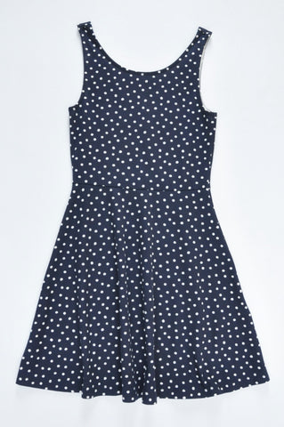 H&M Navy Polka Dot Dress Girls 8-9 years