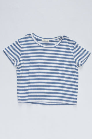 Cotton On Blue & White Striped Stretch Cropped T-shirt Women Size S