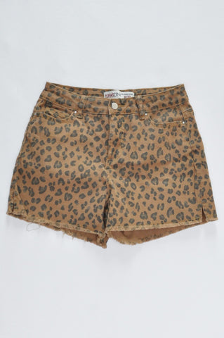 1996 Denim Co. Brown Leopard Print Split Hem Stretch Shorts Women Size 8