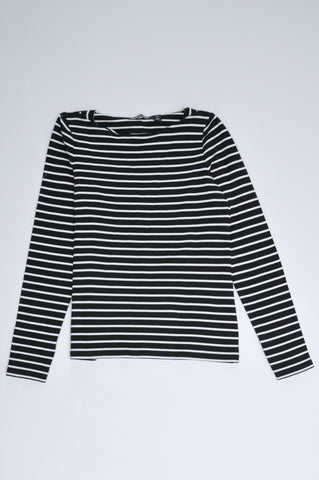 Country Road Black & White Horizontal Striped Long Sleeve T-shirt Women Size XXS