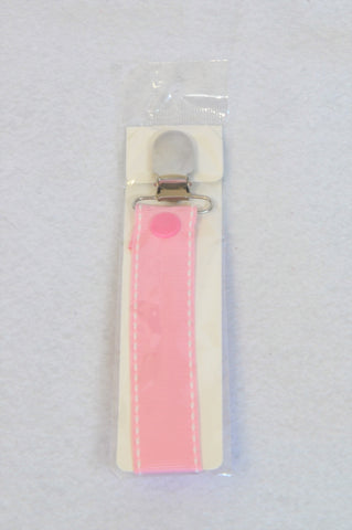 New Happy-Baby Pink Stitched Ribbon Dummy Clip Girls 3 months to 3 years