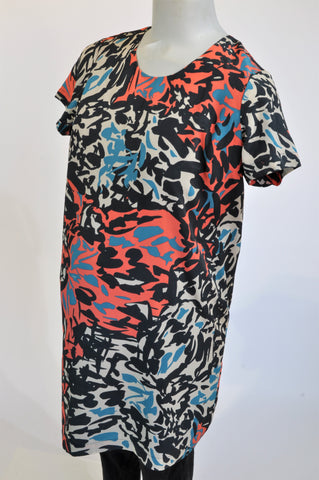 Mamas & Papas Navy Coral & Teal Lined Abstract Maternity Dress Size 10