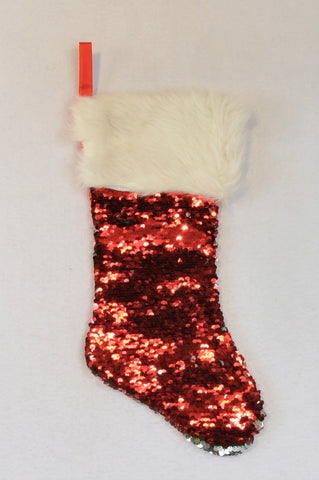 DanDee Red & Silver Flip Sequin Christmas Stocking Unisex
