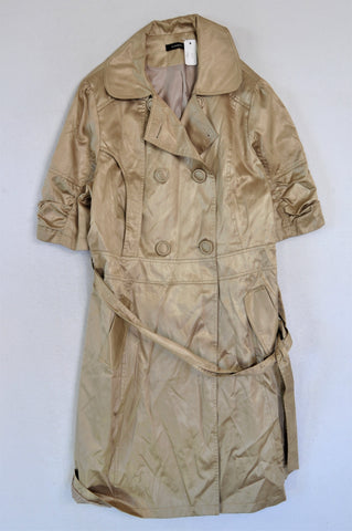 Jo Borkett Beige Metallic Short Sleeve Coat Women Size L